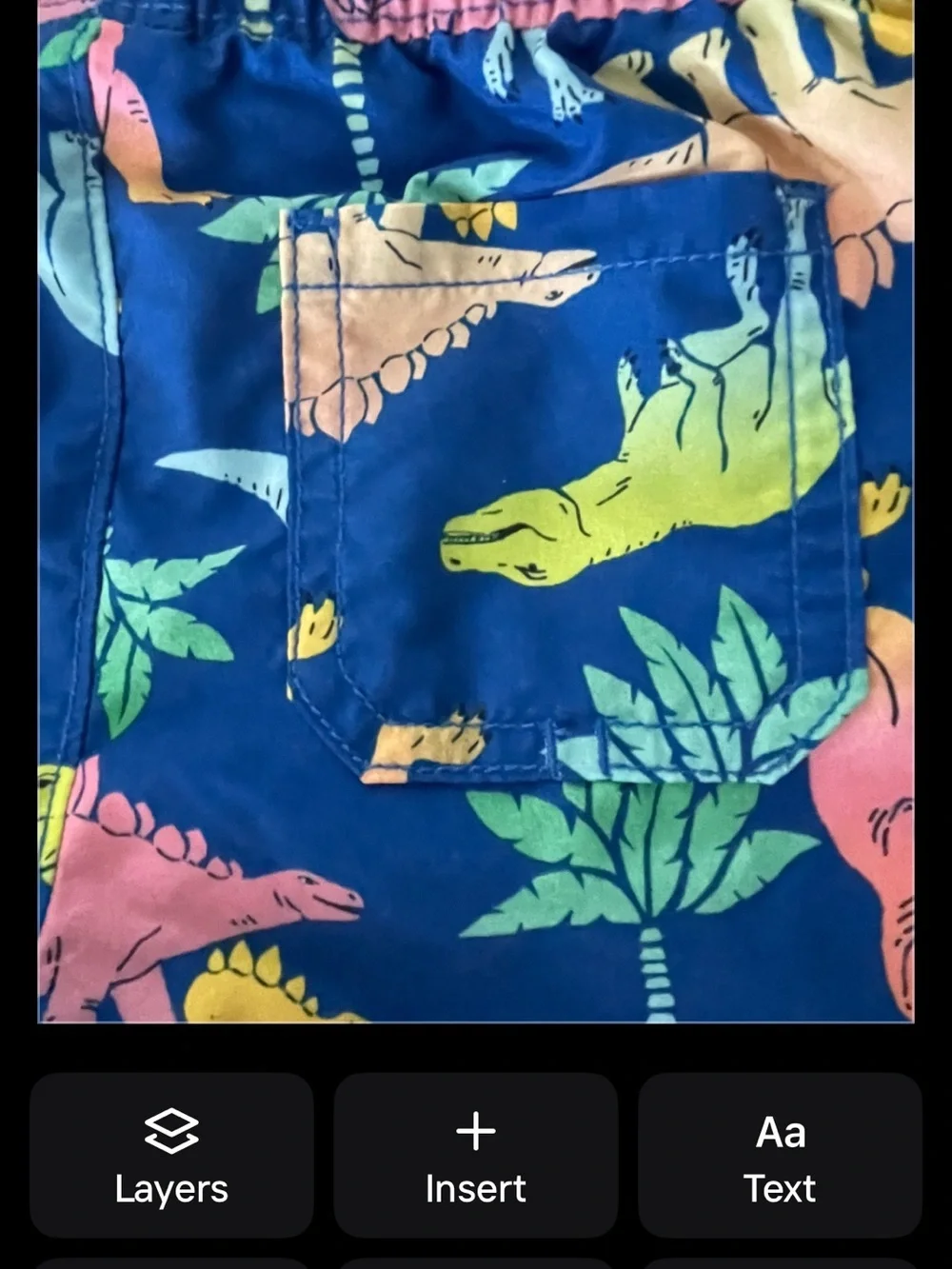 Old Navy Blue Kids Swim Shorts with Multicolor Dino Print